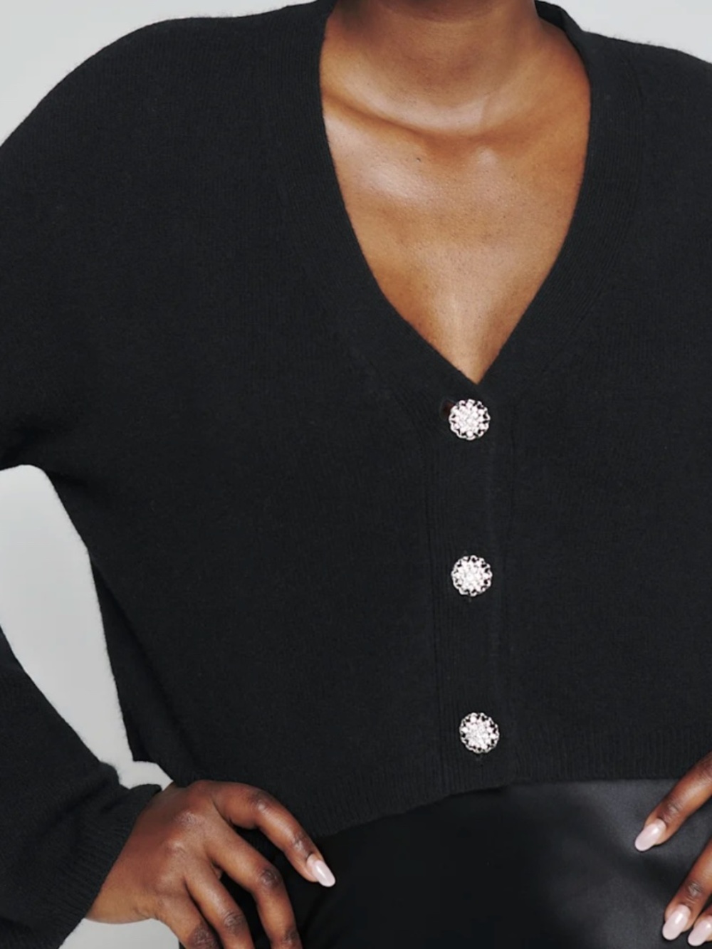 Reformation Val Regenerative Wool Cardigan Black - Size S